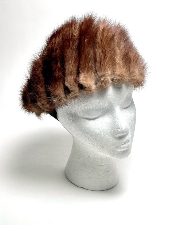 Vintage Mink Fur Hat Brown Pillbox, Cloche, Schiller\'s Lorienne Original 1960’s main image 5
